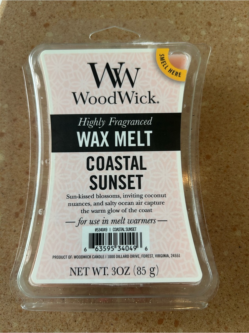 WoodWick Coastal Sunset Wax Melt – Soft Pink